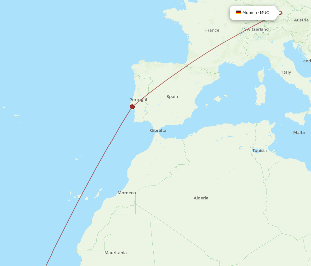 MUC to RAI flights and routes map