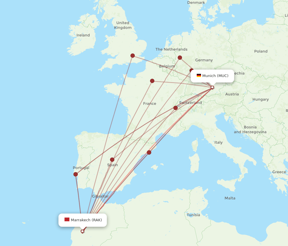 MUC-RAK flight routes