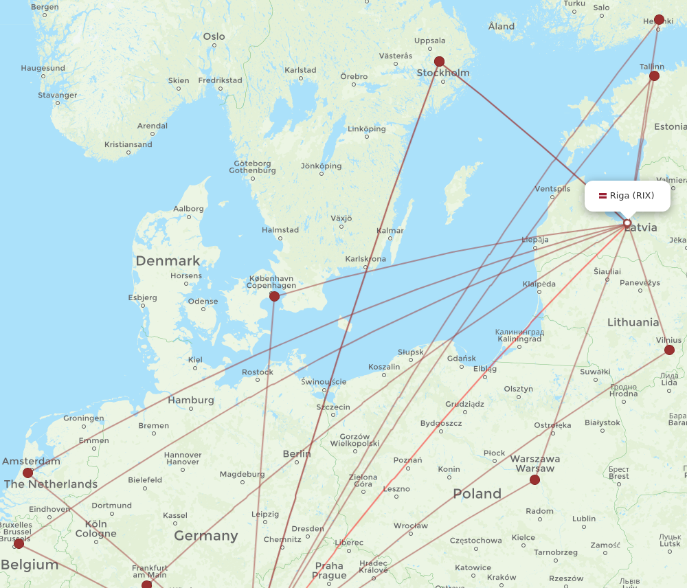 MUC to RIX flights and routes map