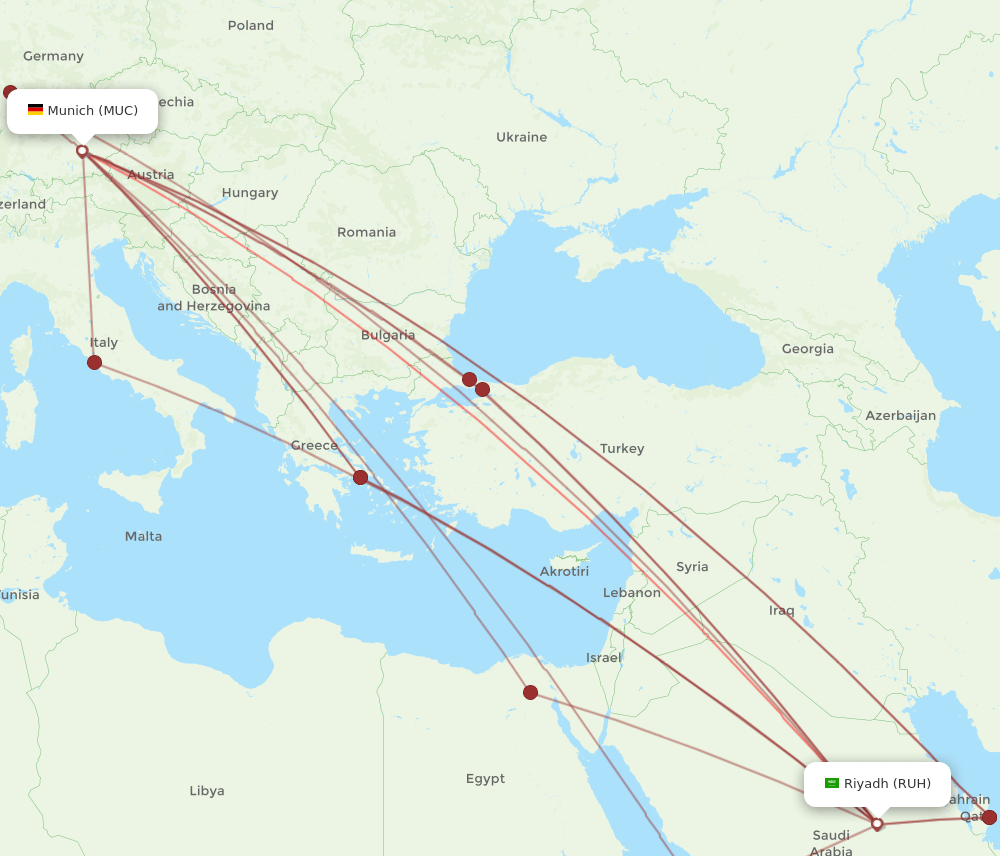 MUC-RUH flight routes
