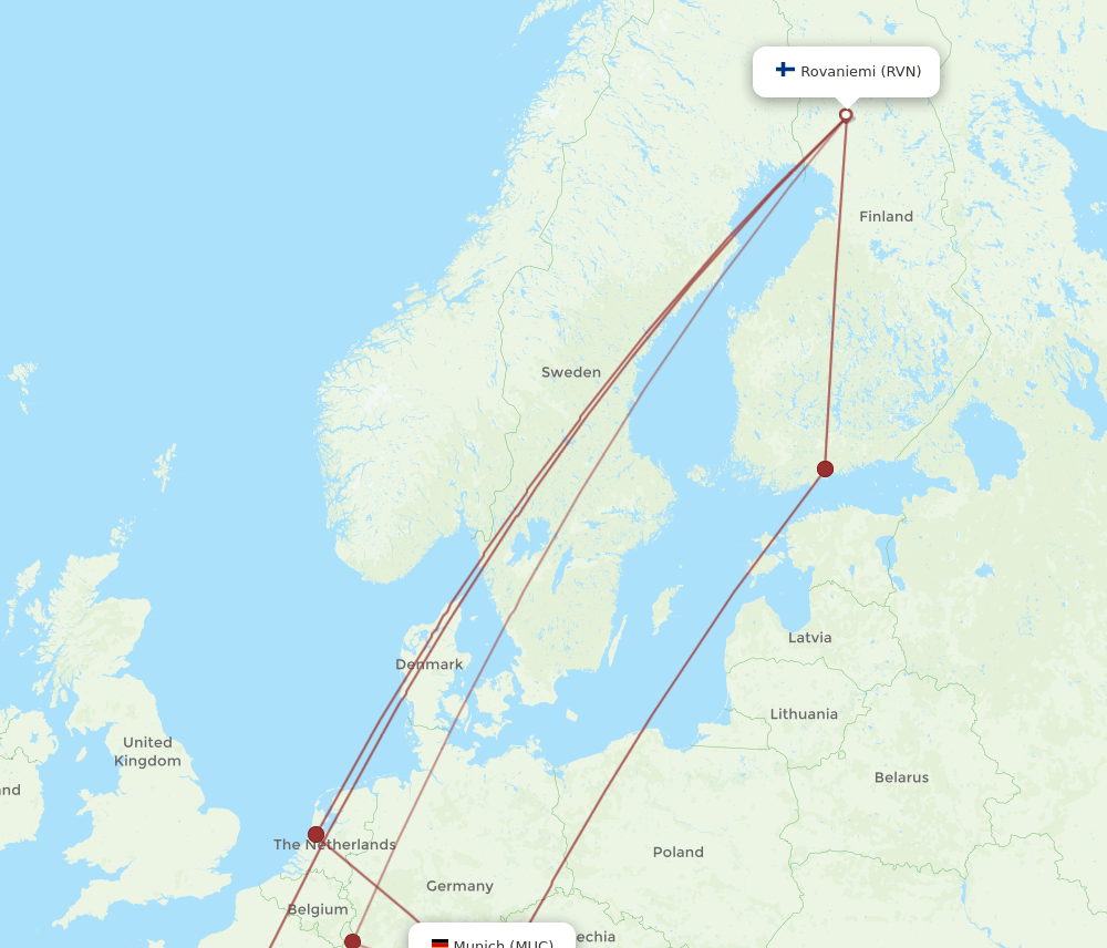 MUC-RVN flight routes
