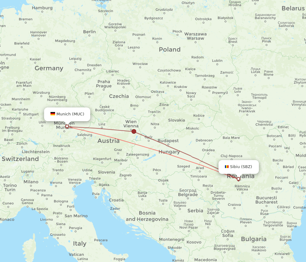 MUC-SBZ flight routes