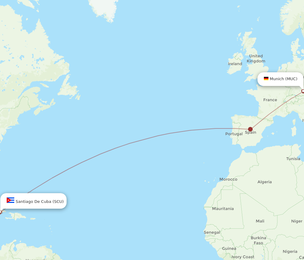 MUC-SCU flight routes