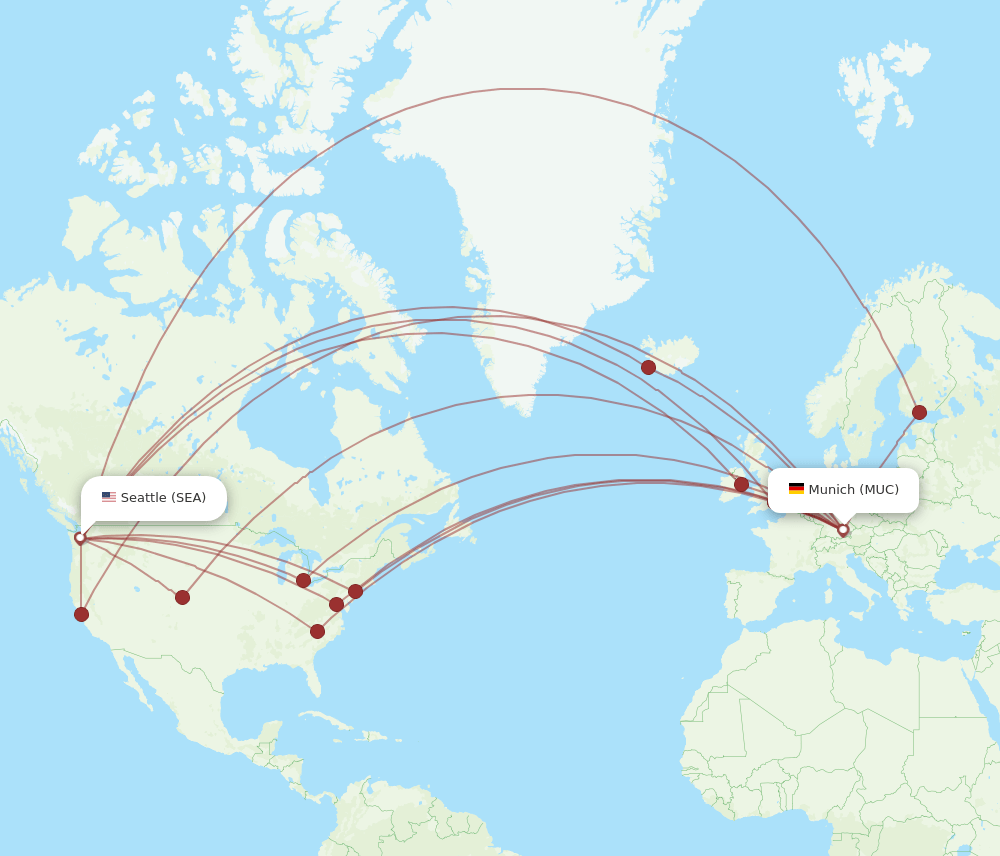 MUC-SEA flight routes