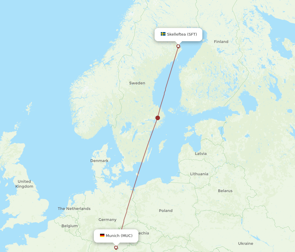 MUC to SFT flights and routes map