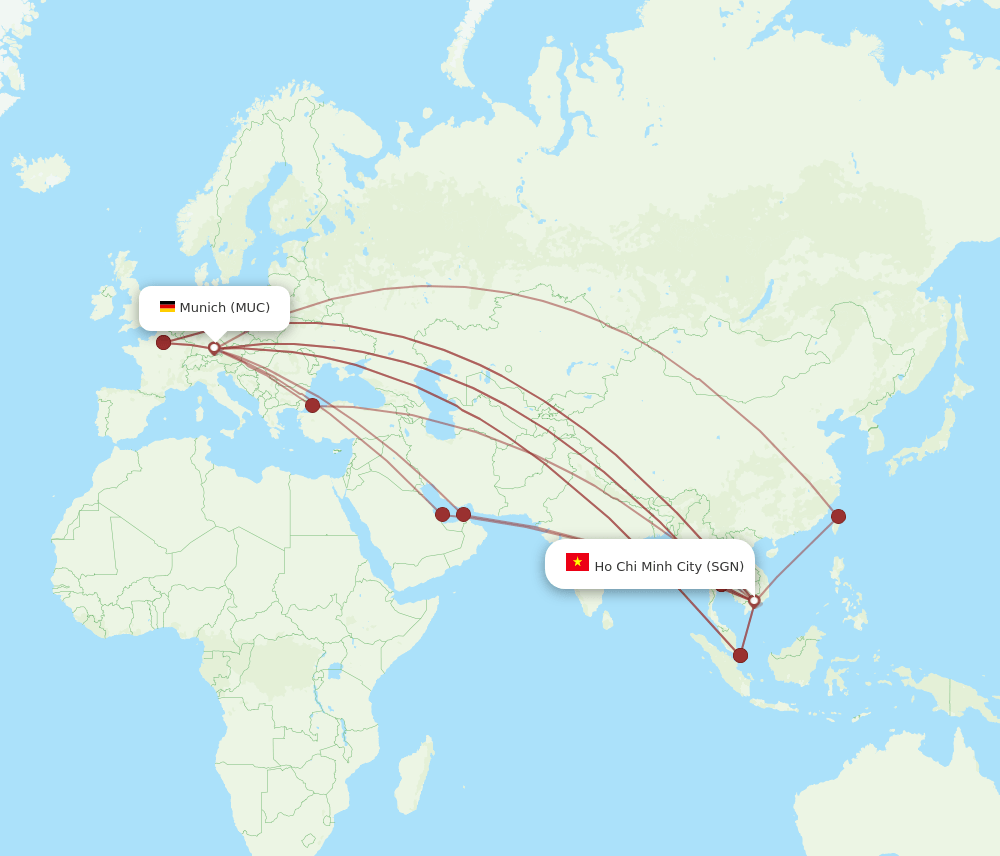 MUC to SGN flights and routes map