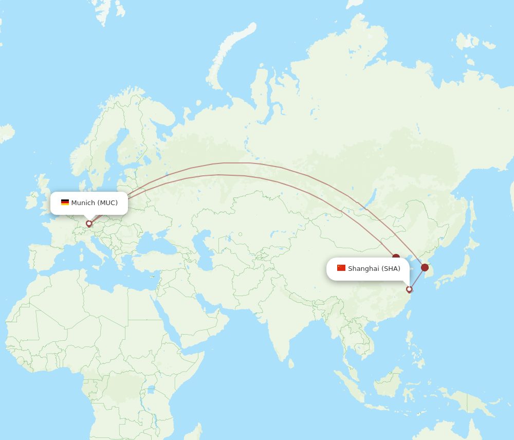 MUC to SHA flights and routes map