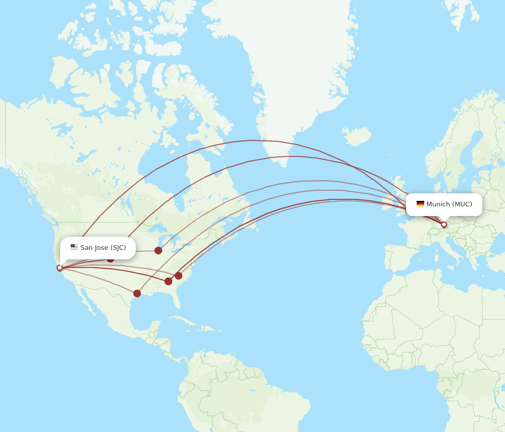 MUC-SJC flight routes