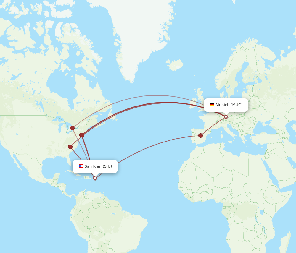 MUC-SJU flight routes