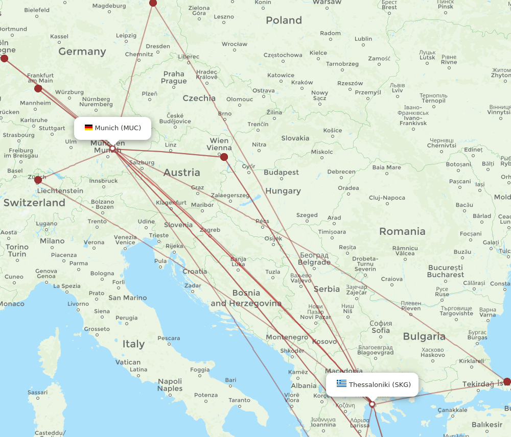 MUC-SKG flight routes