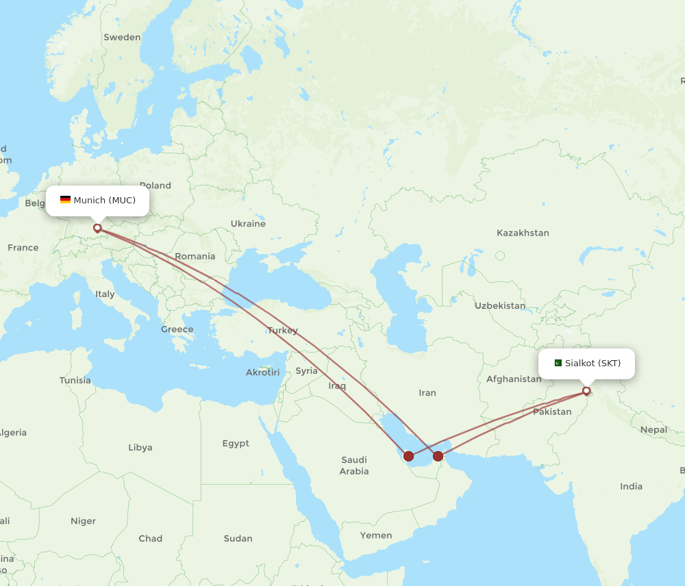 MUC-SKT flight routes