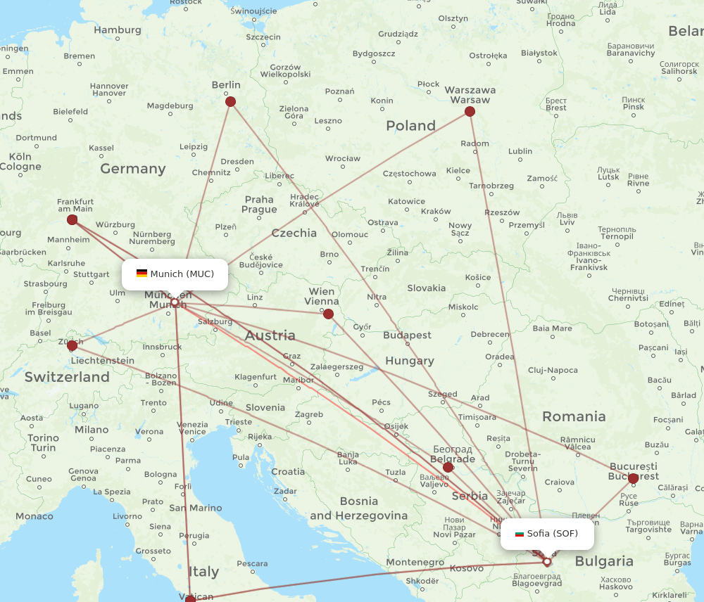 MUC-SOF flight routes