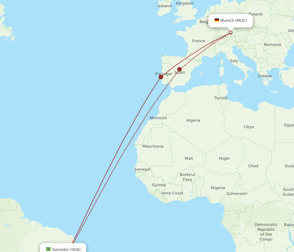 MUC-SSA flight routes