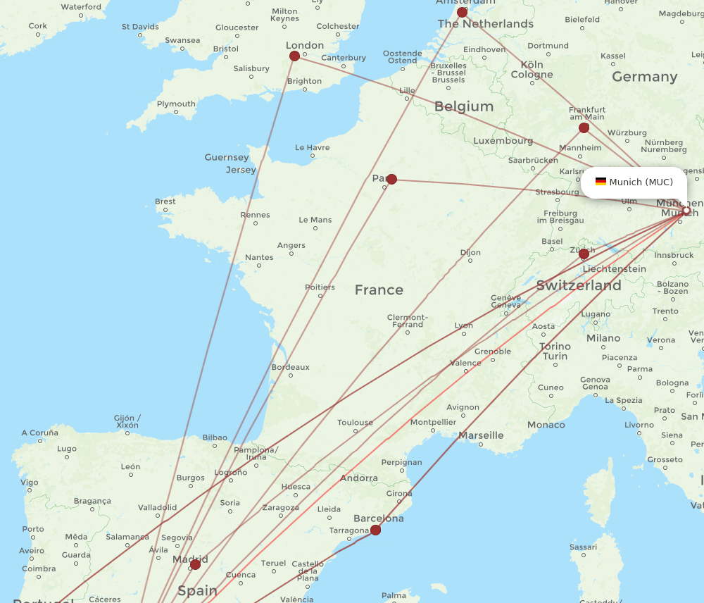 MUC to SVQ flights and routes map