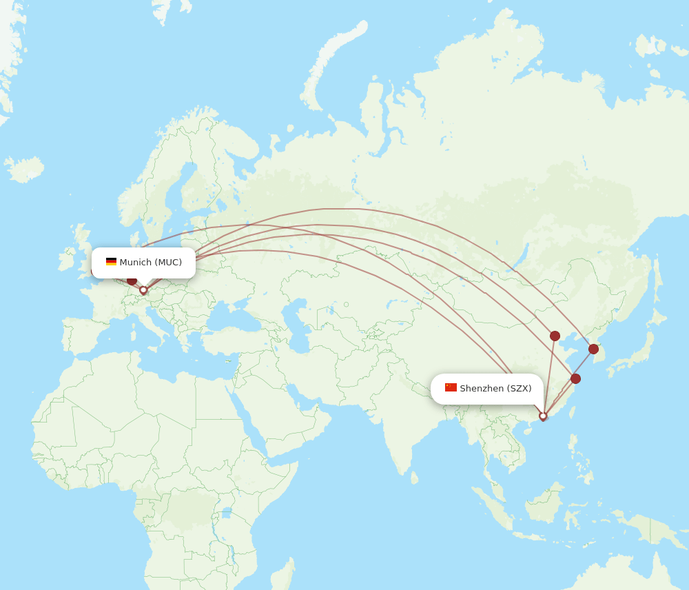 MUC-SZX flight routes