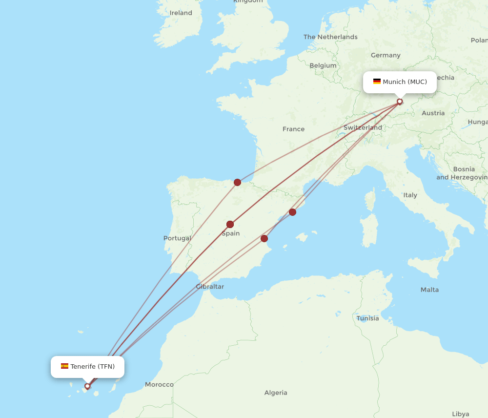 MUC-TFN flight routes