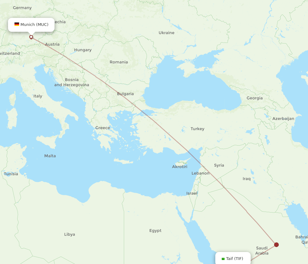 MUC to TIF flights and routes map