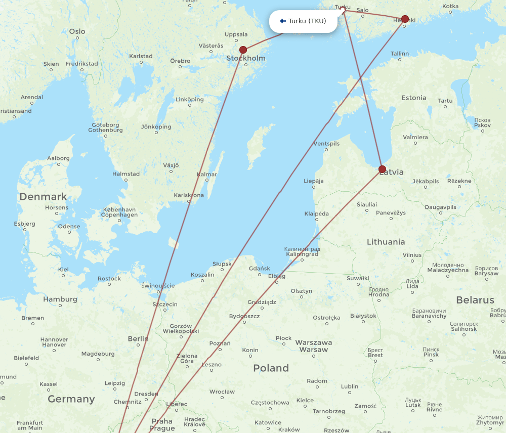 MUC-TKU flight routes