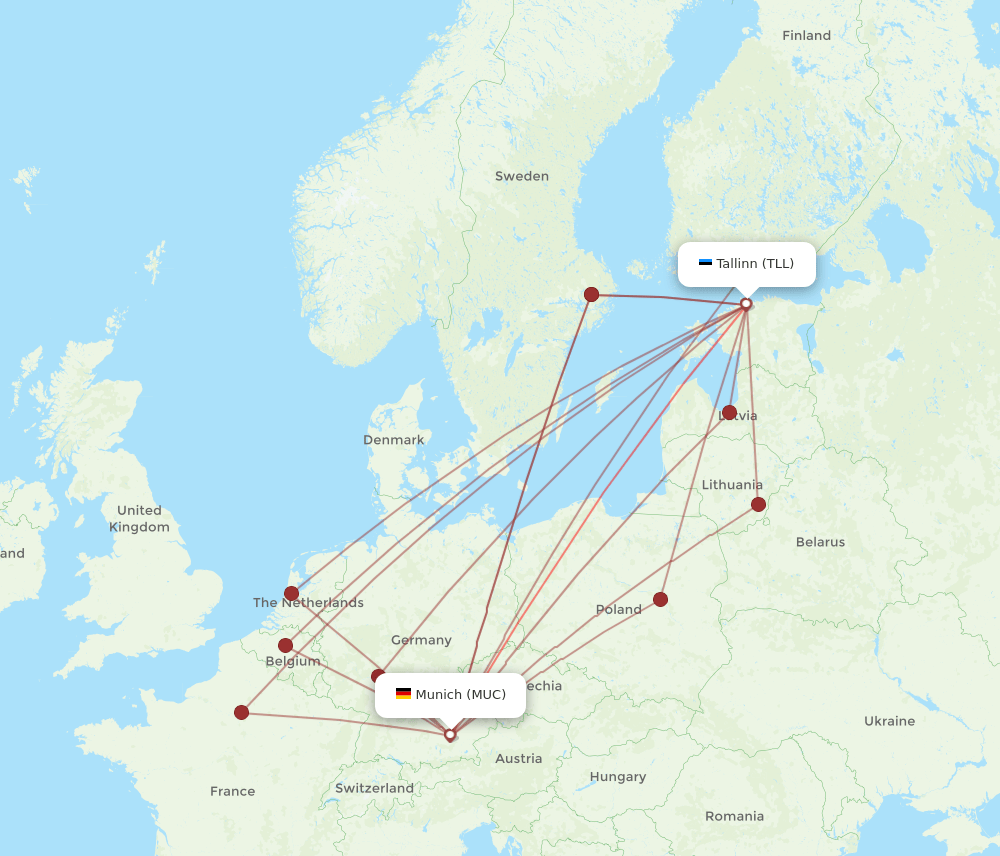 MUC-TLL flight routes