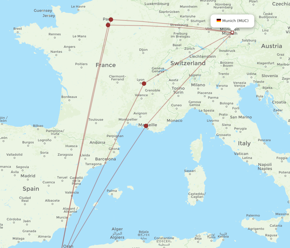 MUC-TLM flight routes