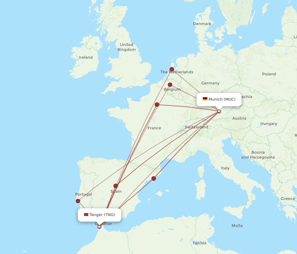 MUC-TNG flight routes