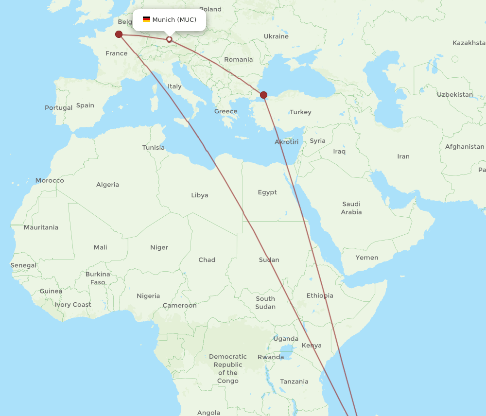 MUC-TNR flight routes