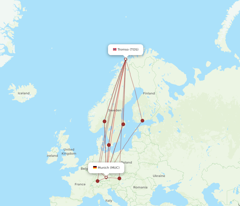 MUC to TOS flights and routes map