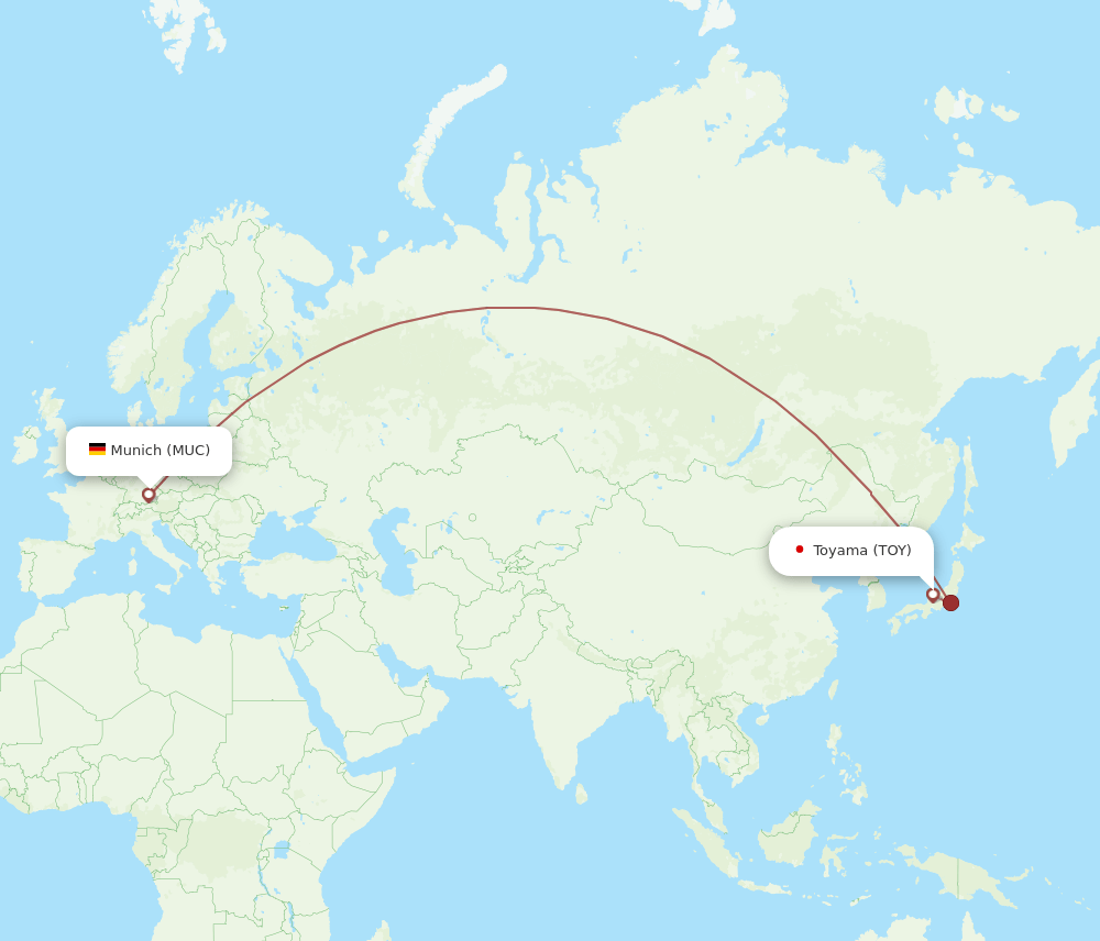 MUC to TOY flights and routes map