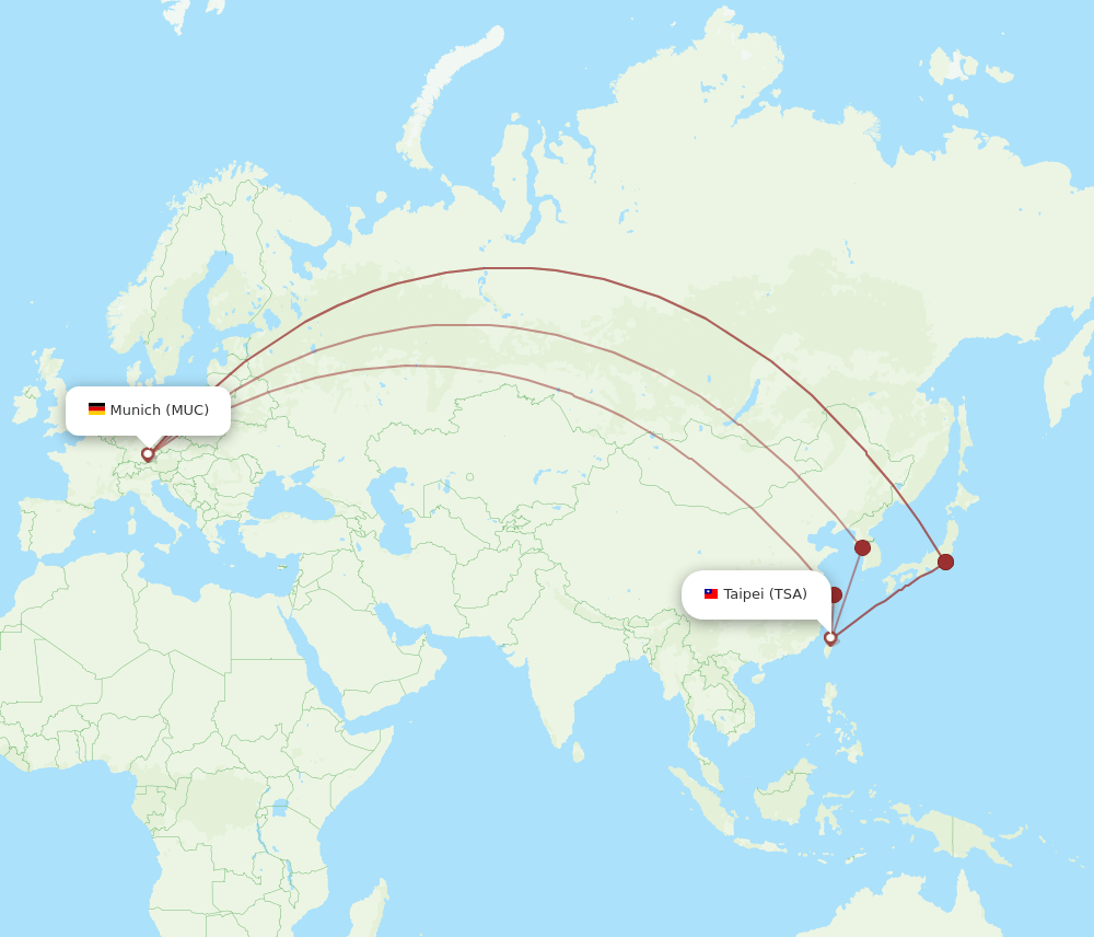MUC-TSA flight routes