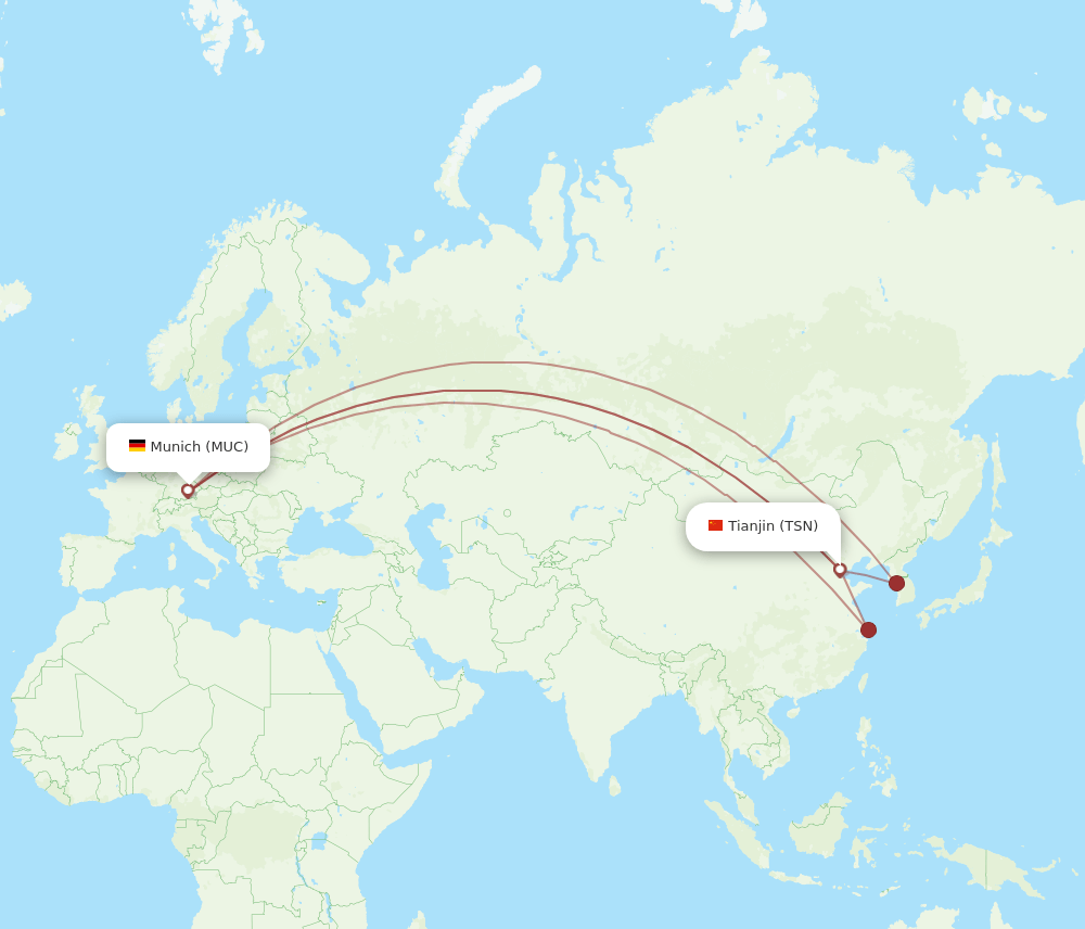 MUC-TSN flight routes