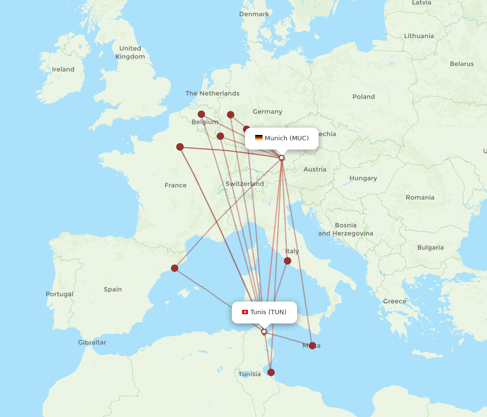 MUC-TUN flight routes