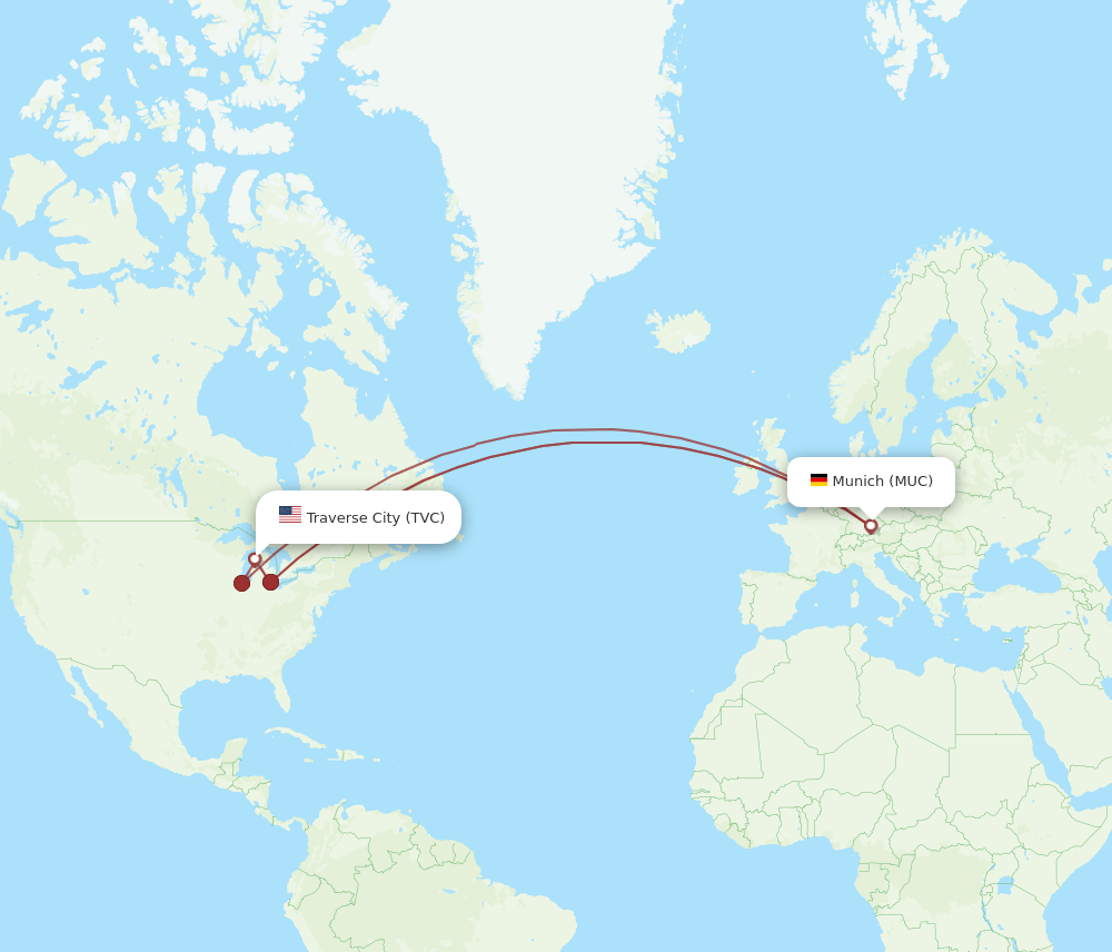 MUC-TVC flight routes