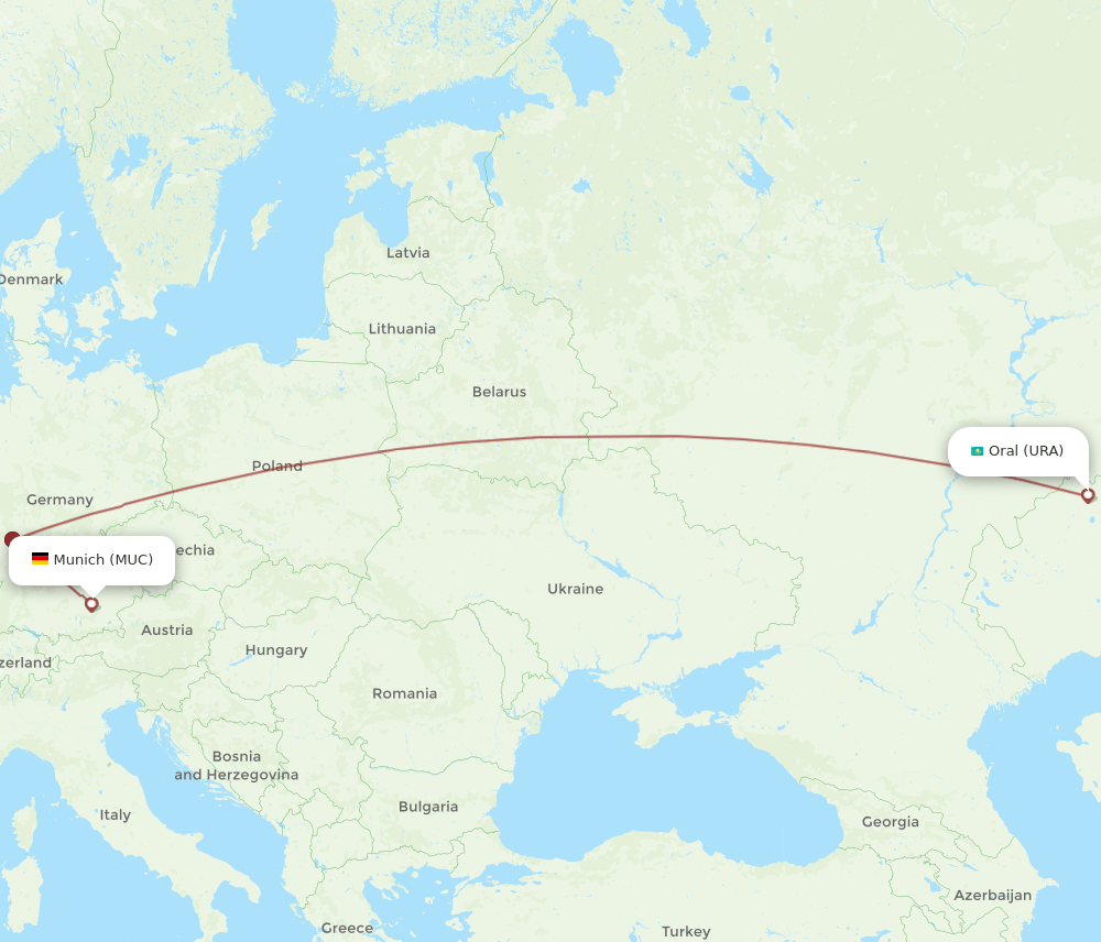 MUC-URA flight routes