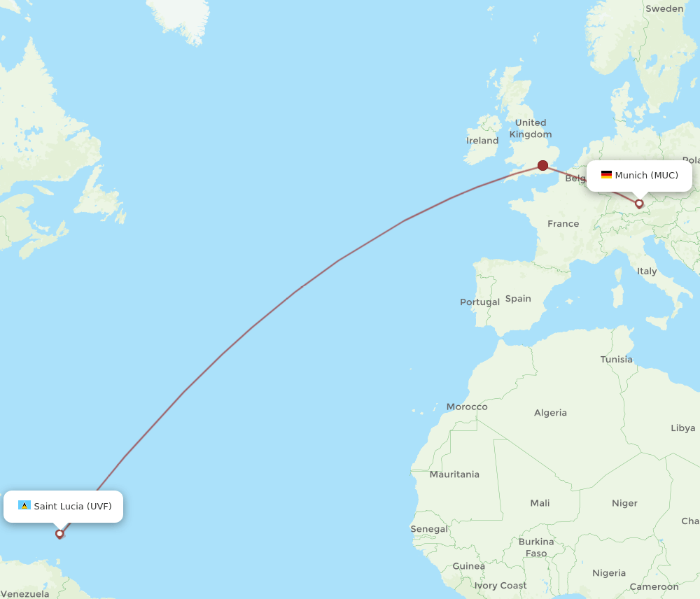 MUC-UVF flight routes