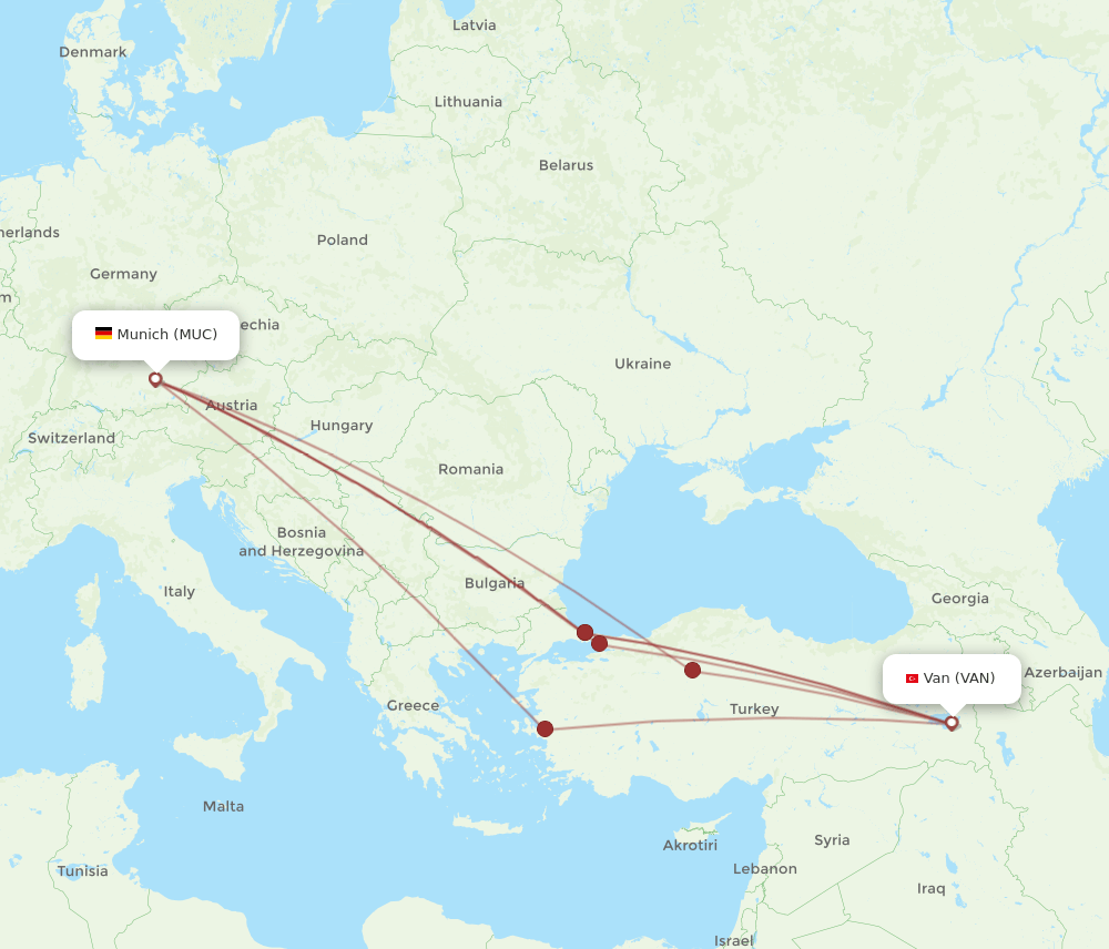 MUC-VAN flight routes
