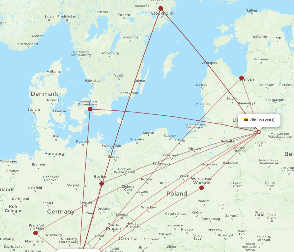MUC to VNO flights and routes map