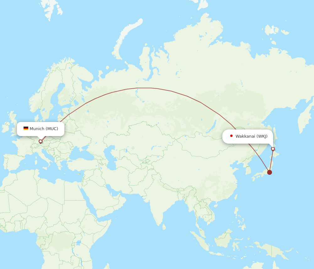 MUC to WKJ flights and routes map