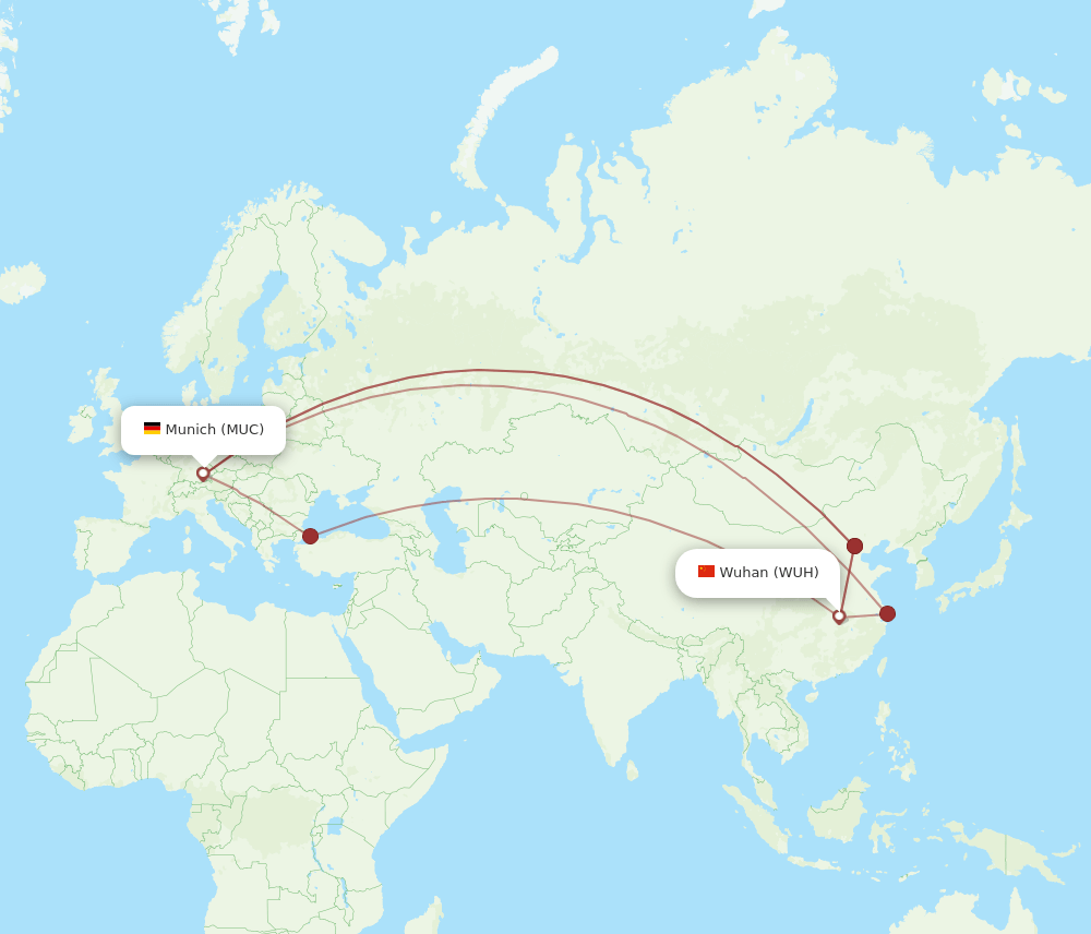 MUC-WUH flight routes