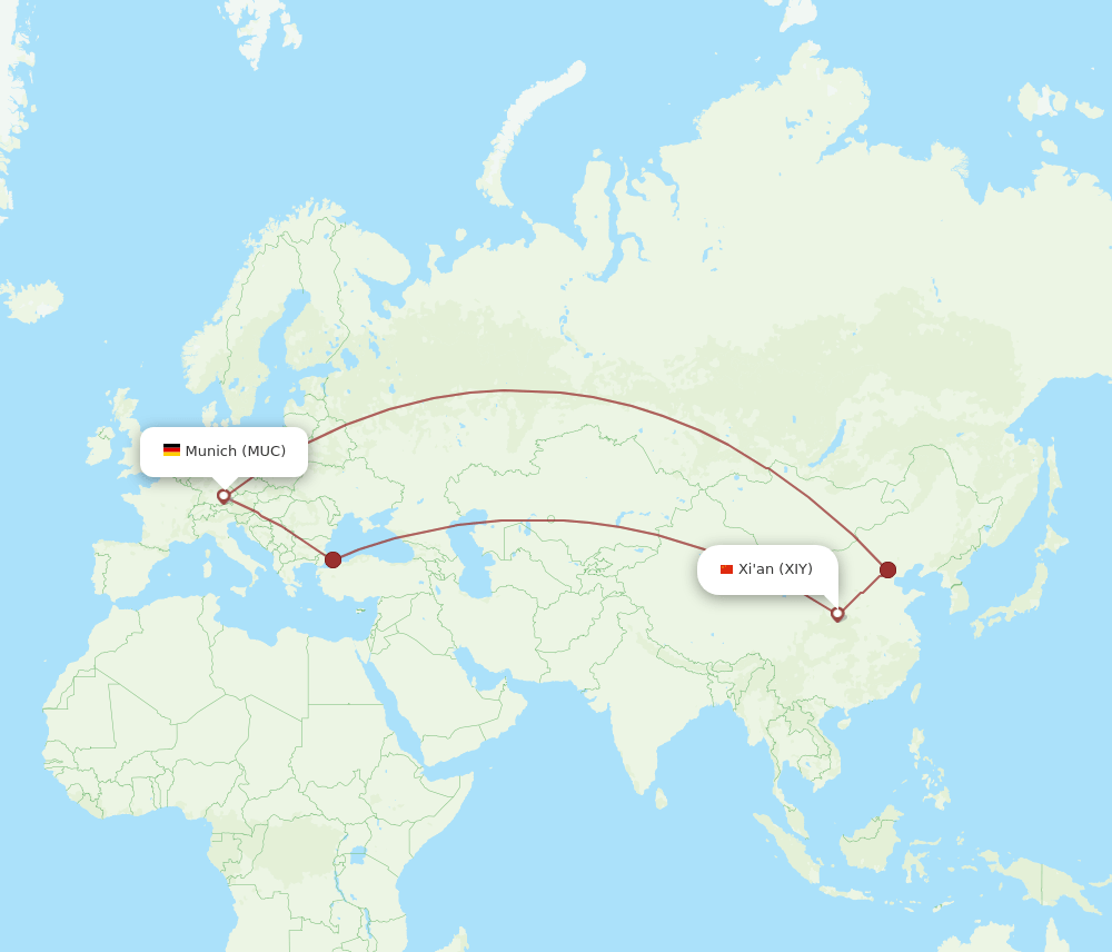 MUC-XIY flight routes