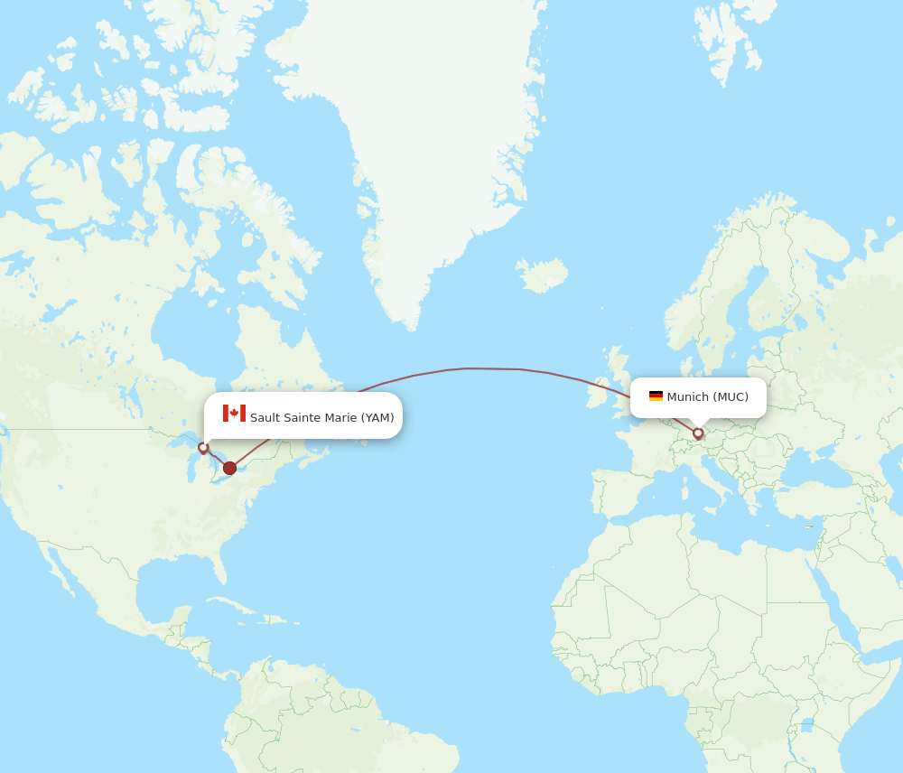 MUC-YAM flight routes