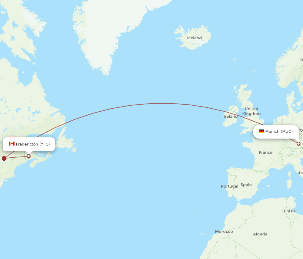 MUC-YFC flight routes