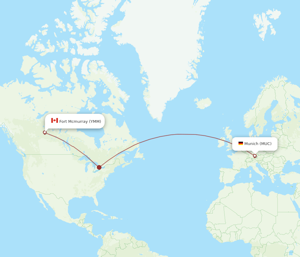 MUC-YMM flight routes
