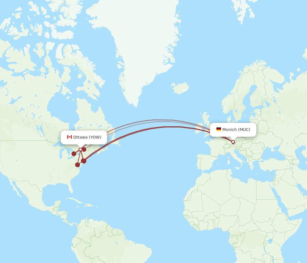 MUC-YOW flight routes