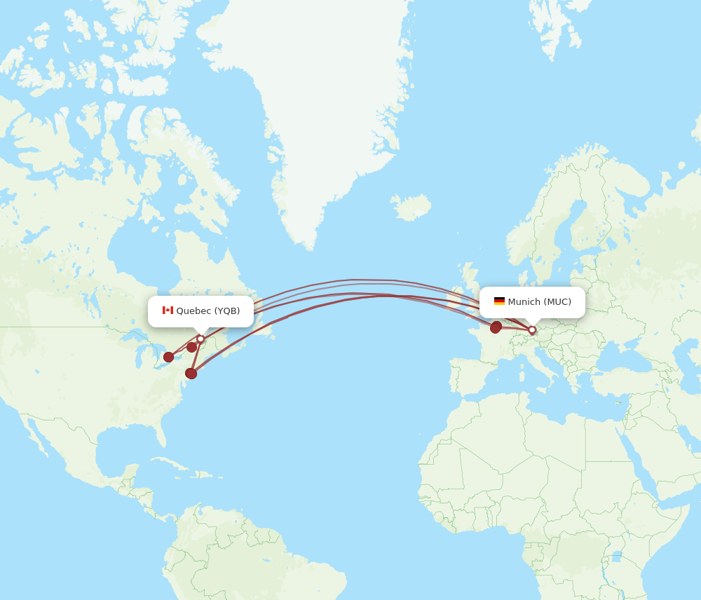 MUC-YQB flight routes