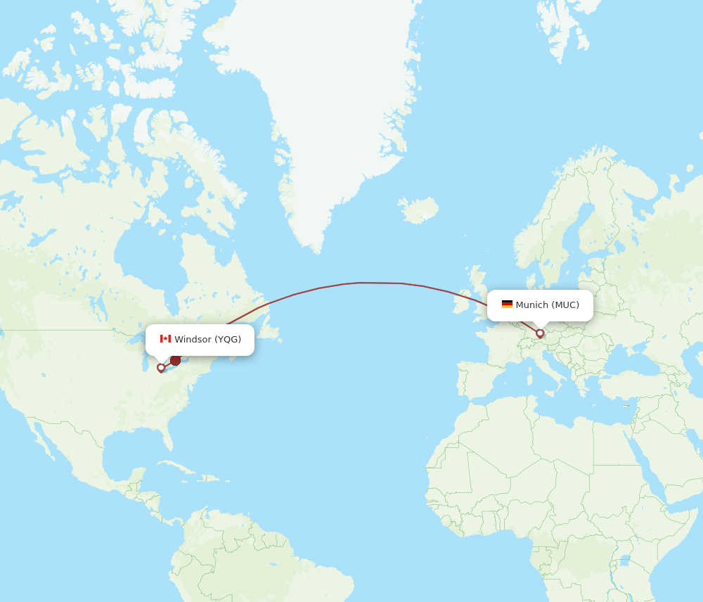 MUC-YQG flight routes