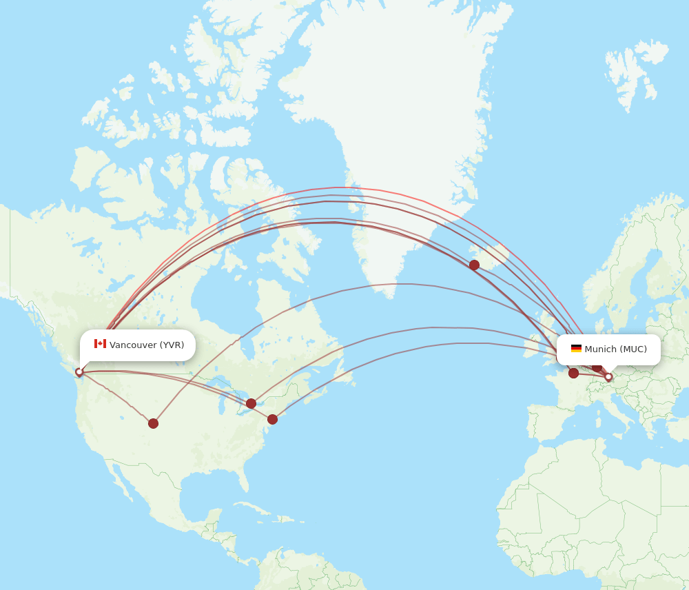 MUC-YVR flight routes
