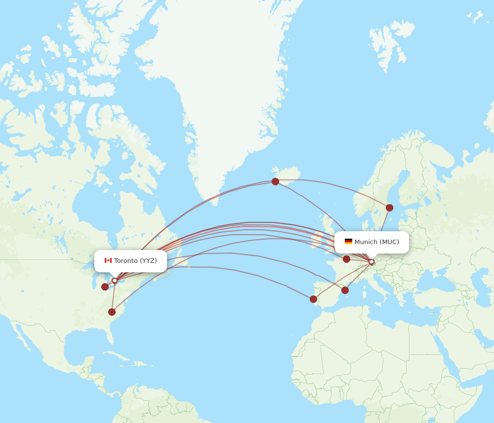 MUC-YYZ flight routes