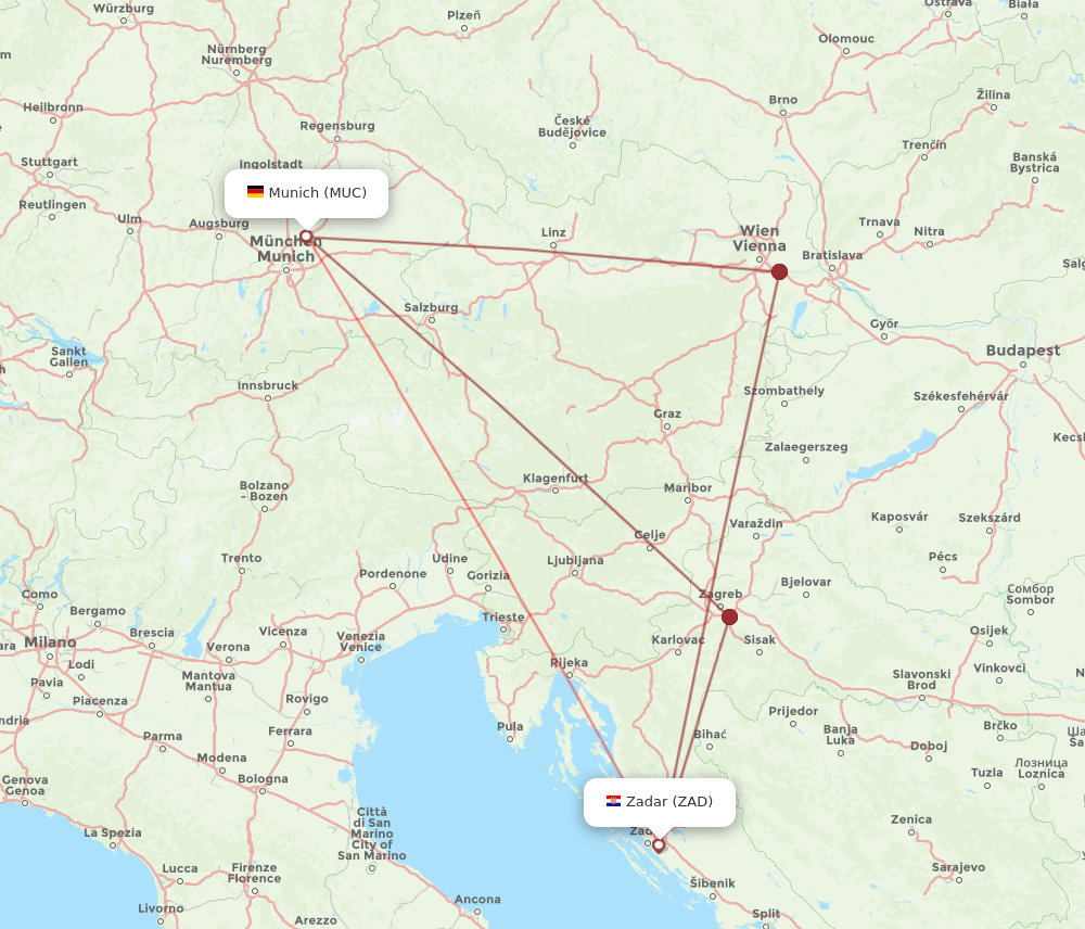 MUC-ZAD flight routes