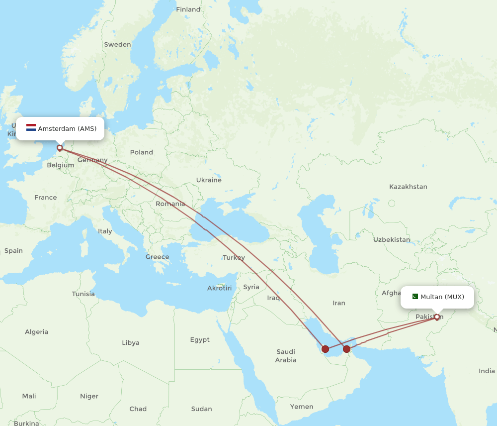 MUX to AMS flights and routes map