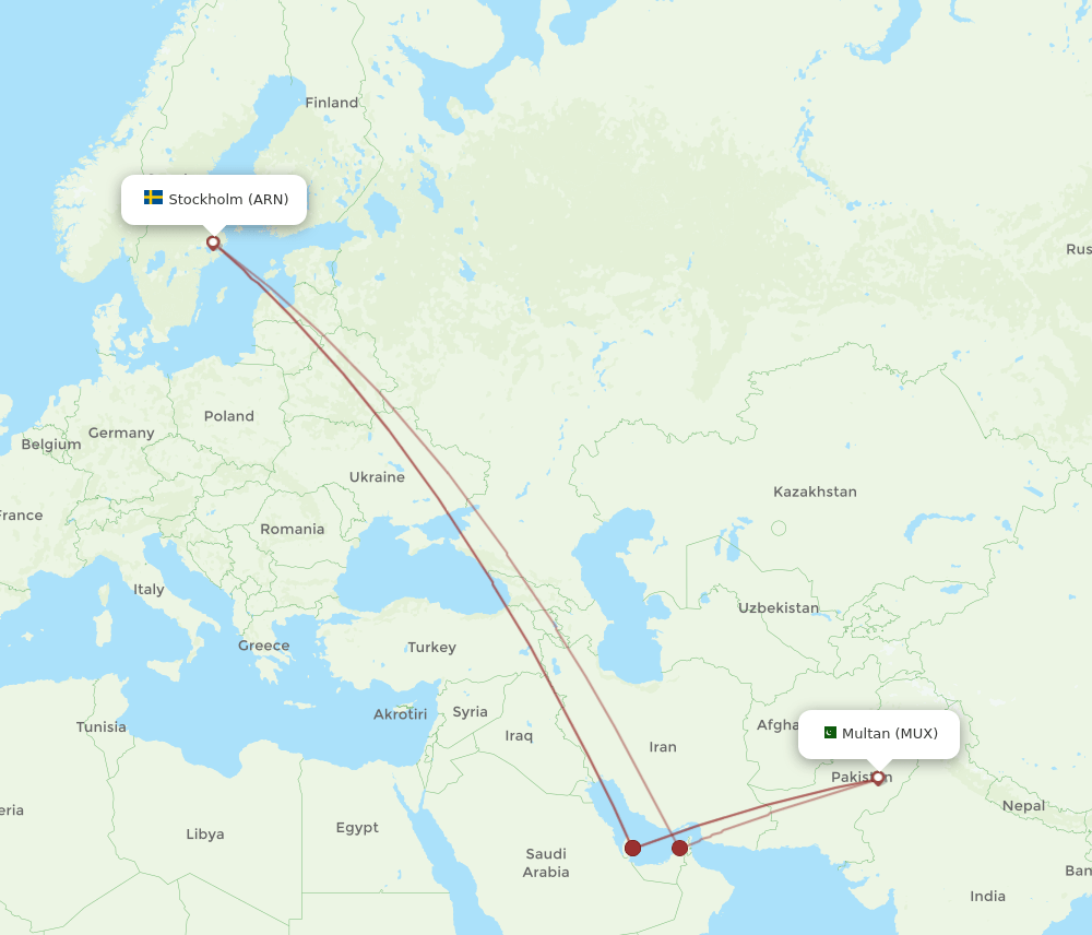 MUX to ARN flights and routes map